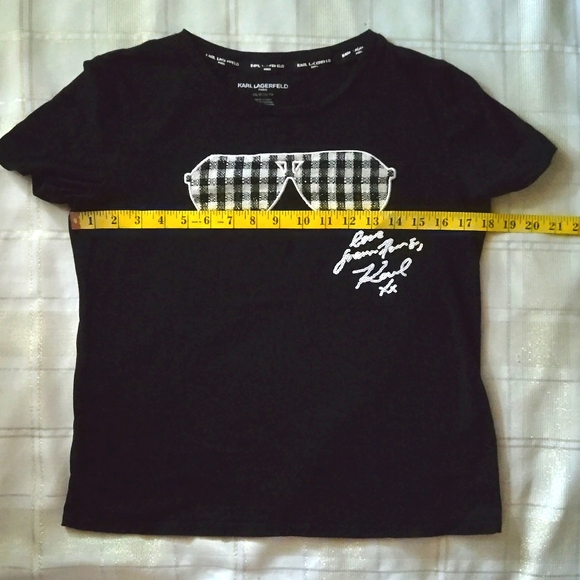 Karl Lagerfeld Black Buffalo Check Sunglasses T-Shirt - Picture 11 of 12